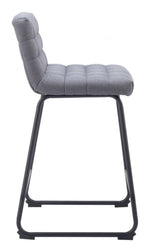 Stylish Gray Bar Stool With Powder-Coated Steel Frame