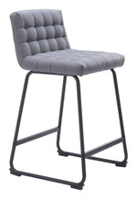 Gray Tufted Polyester Counter Stool Set With Footrest