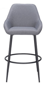 Zuo Modern – Vila Barstools, Gray Polyester, Steel Frame, 42.5