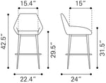 Zuo Modern – Vila Modern Barstools 42.5