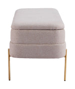 Zuo Modern Gold-Leg Velvet Storage Bench for Bedroom or Hallway