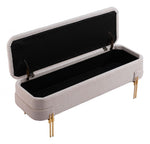 Modern Velvet Storage Bench with Metallic Gold Base