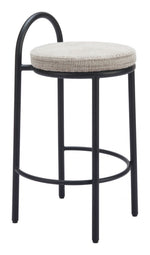 Beige Tweed Counter Stool Set With Chenille Fabric Upholstery