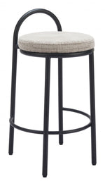 Beige Tweed Counter Stool Set With Chenille Fabric Upholstery