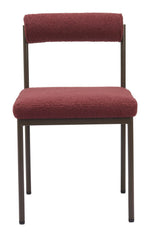 Red Dining Chair with Bronze Frame – Modern Shearling Fabric