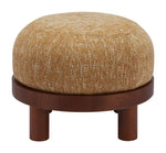 Round Yellow Ottoman with Painted Rubberwood Legs