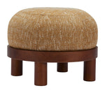 Mid-Century Modern Yellow Ottoman with Fabric Seat