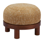 Cozy Fabric Ottoman with Walnut Wood Detailing