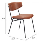Industrial Faux Leather Dining Chairs (Set of 2) – Brown & Black Frame