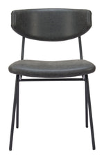 Set of 2 Vintage Black Faux Leather Dining Chairs by Zuo Modern