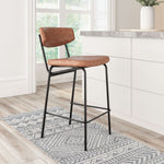 Vintage Brown Faux Leather Counter Stool Set By Zuo Modern
