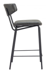 Zuo Modern Vintage Black Counter Chairs – Faux Leather 2-Piece Set