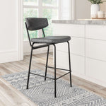 Modern Industrial Counter Stool Set – Black Faux Leather by Zuo