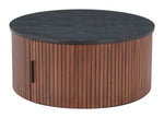 Modern Round Coffee Table With Storage in Black & Walnut Finish for Living Room