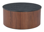 Living Room Coffee Table in Walnut & Black With Sleek Wood Veneer Design