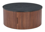 Decorative Round Coffee Table With Shelf and Wood Legs – Modern Home Accent
