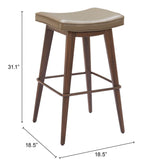 Bar stool with dimensions labeled on a white background
