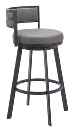 Gray Faux Leather Swivel Barstool – Modern Counter Height Seating for Kitchen or Bar