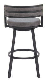 Adjustable Swivel Barstool – Gray Faux Leather, Powder-Coated Steel Frame, 220 lb Capacity