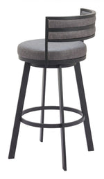 Contemporary Swivel Barstool – Gray Faux Leather and Steel Base for Home Bar