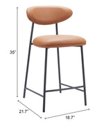 Brown Faux Leather Counter Stool Pair With Steel Frame