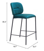Space-Saving Stackable Green Velvet Bar Stools