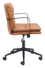 Birao Office Chair in Brown – Faux Leather Upholstery & Black Steel Frame by Zuo Modern