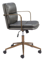 Gray Faux Leather Executive Chair – Modern Adjustable Swivel Seating by Zuo