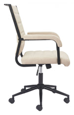 Auction Office Chair – Beige Faux Leather Upholstery with Black Steel Frame