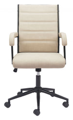 Adjustable Swivel Desk Chair – Beige Faux Leather Executive Seating by Zuo Modern