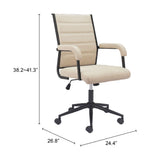 Modern Faux Leather Office Chair – Beige Reclining Adjustable Seating by Zuo Modern