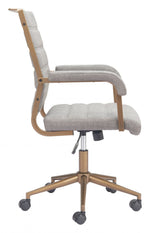 Auction Office Chair – Gray Faux Leather Upholstery with Bronze Steel Frame