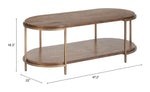 Ready-to-Use Oval Coffee Table With Sleek Brass Finish