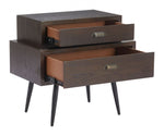 Modern Brown Side Table with Dual Storage Drawers