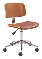 Modern Task Chair – Brown Faux Leather Swivel Seating by Zuo Modern