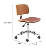 Modern Faux Leather Office Chair – Brown Adjustable Task Chair by Zuo Modern