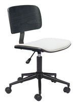 Zuo Modern White & Black Office Chair – Adjustable Faux Leather Swivel Seating with Chrome Frame