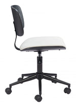 Duravel Office Chair – White & Black Faux Leather Upholstery with Chrome Steel Base