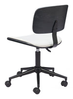 Zuo Modern Executive Chair – White & Black Tufted Faux Leather with Adjustable Height
