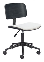 Modern Faux Leather Office Chair – Tufted White & Black Adjustable Seating by Zuo Modern
