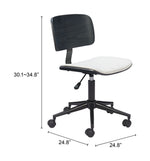 Adjustable Swivel Desk Chair – White & Black Faux Leather Seating by Zuo Modern
