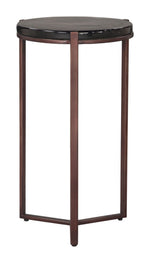 Compact Round Side Table with Iron Frame