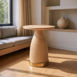 Compact Round Side Table with Iron Frame
