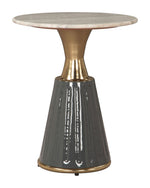 Modern Marble Accent Table with Gold Iron Frame