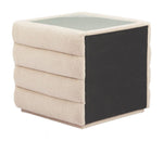 Contemporary Beige Nightstand with Tempered Glass Top