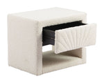 Textured Fabric Ivory Nightstand by Zuo Modern