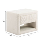 Zuo Modern Upholstered Ivory Nightstand for Bedrooms