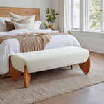 Zuo Modern Upholstered Bench – Ivory Fabric with Wood Legs