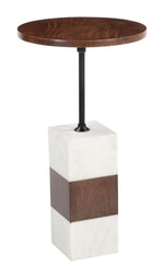 Compact Round Accent Table – Marble & Wood Design