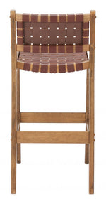 Indoor Barstool – Leather Seat & Wooden Base, 40.9” Height
